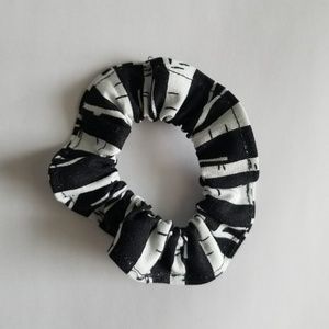 Black and White Striped Forest Kid Size Hair Tie